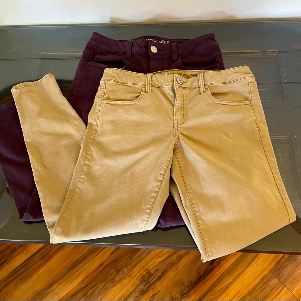 COPY - Purple and Tan American Eagle Hi Rise Jegging crop size 8 pair